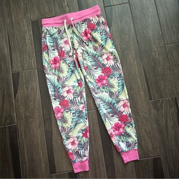Anthropologie Sol Angeles Pink Floral Print Joggers Sz XS - Picture 1 of 7